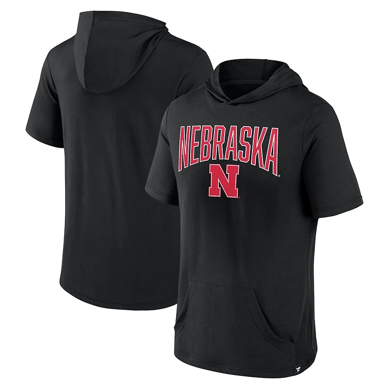 Men's Fanatics Black Nebraska Huskers Outline Lower Arch Hoodie T-Shirt