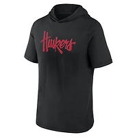 T-shirt à capuche avec logo principal Fanatics Black Nebraska Huskers pour hommes