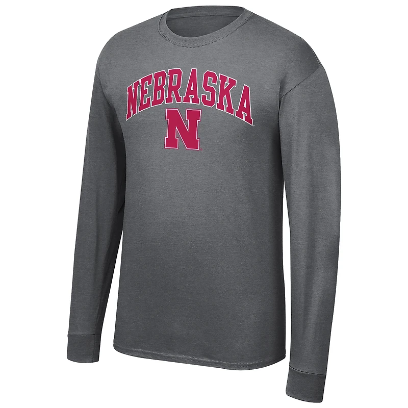T-shirt à manches longues Fanatics pour homme Nebraska Huskers Core, anthracite