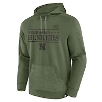 Men's Fanatics Olive Nebraska Huskers OHT Military Appreciation Stencil Pullover Hoodie