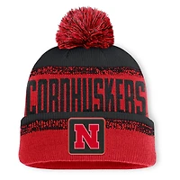Bonnet en tricot à revers Thrive pour homme Fanatics Scarlet/Black Nebraska Huskers avec pompon