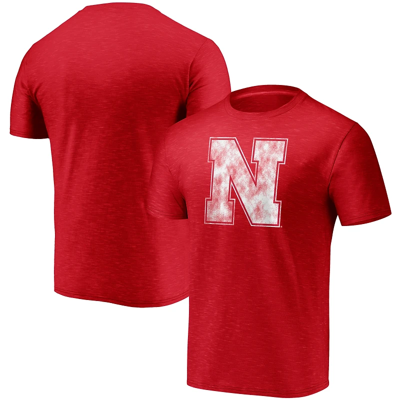 T-shirt classique à teinture spatiale avec logo principal Fanatics Scarlet Nebraska Huskers pour hommes