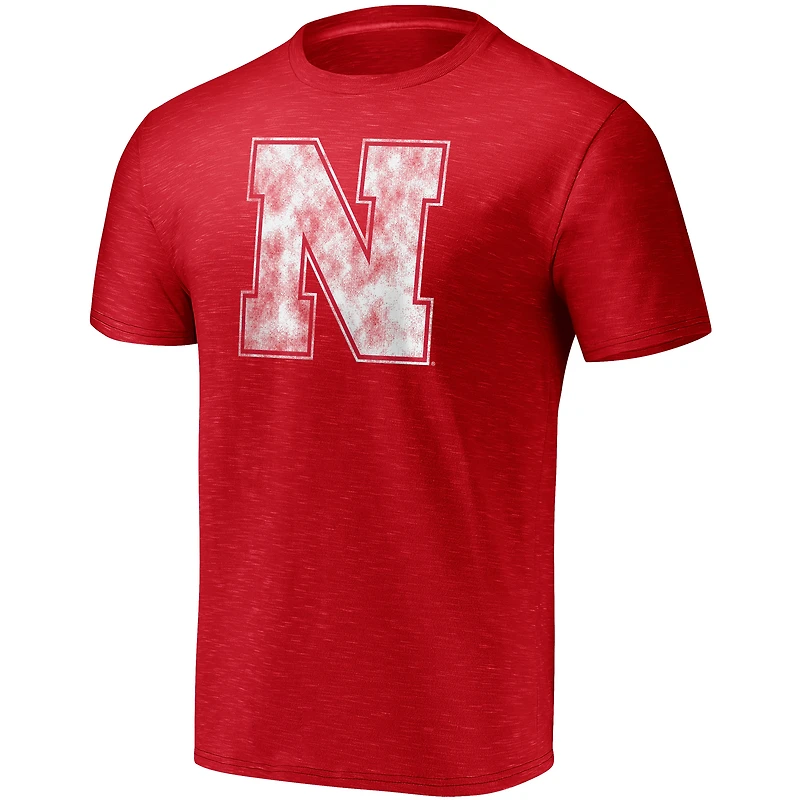 T-shirt classique à teinture spatiale avec logo principal Fanatics Scarlet Nebraska Huskers pour hommes