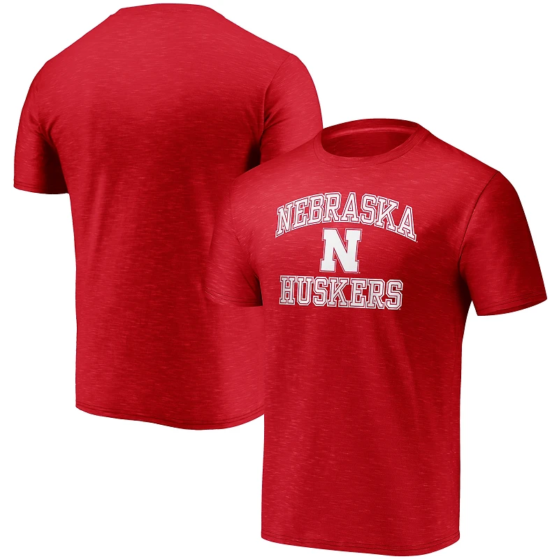 Men's Fanatics Scarlet Nebraska Huskers Heart and Soul Space-Dye T-Shirt