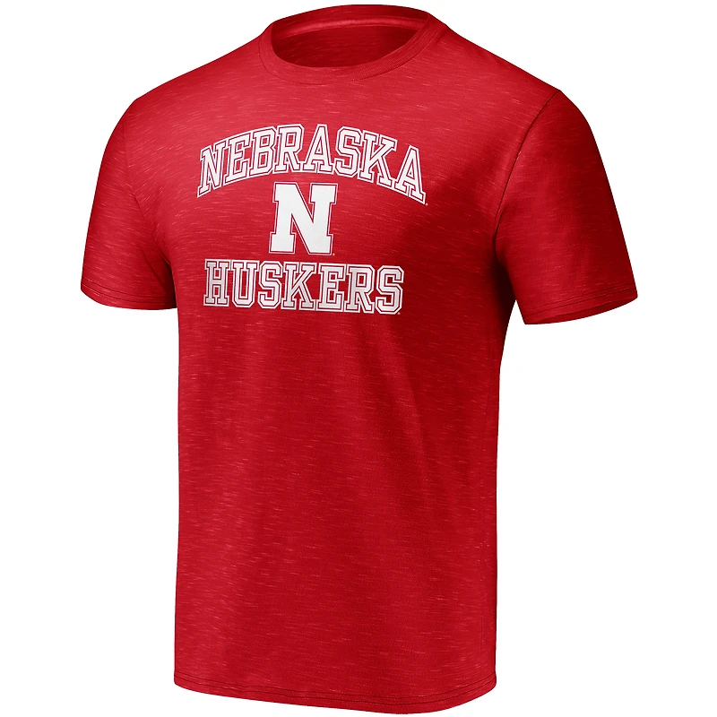 T-shirt Fanatics Scarlet Nebraska Huskers Heart and Soul Space-Dye pour hommes