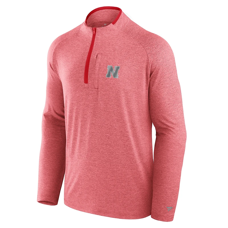 Men's Fanatics Scarlet Nebraska Huskers Mock Neck Half-Zip Pullover Jacket