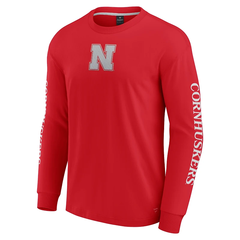T-shirt à manches longues pour hommes Fanatics Scarlet Nebraska Huskers Strive