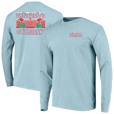 T-shirt à manches longues pour homme Image One Nebraska Huskers bleu clair Frosted Dreams Comfort Colors