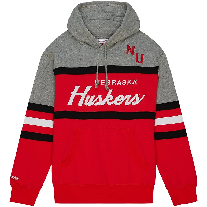 Men's Mitchell & Ness Red Nebraska Huskers Head Coach Pullover Hoodie