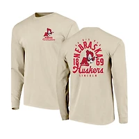 T-shirt à manches longues pour homme, motif mascotte des Nebraska Huskers, couleurs confort naturelles