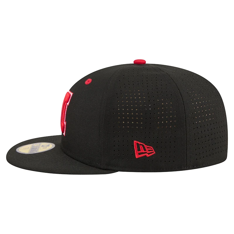 Casquette de baseball ajustée New Era noire pour homme, Nebraska Huskers On-Field
