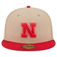 Casquette ajustée bicolore 59FIFTY New Era kaki Nebraska Huskers pour homme