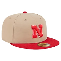 Men's New Era  Khaki Nebraska Huskers Two-Tone 59FIFTY Fitted Hat