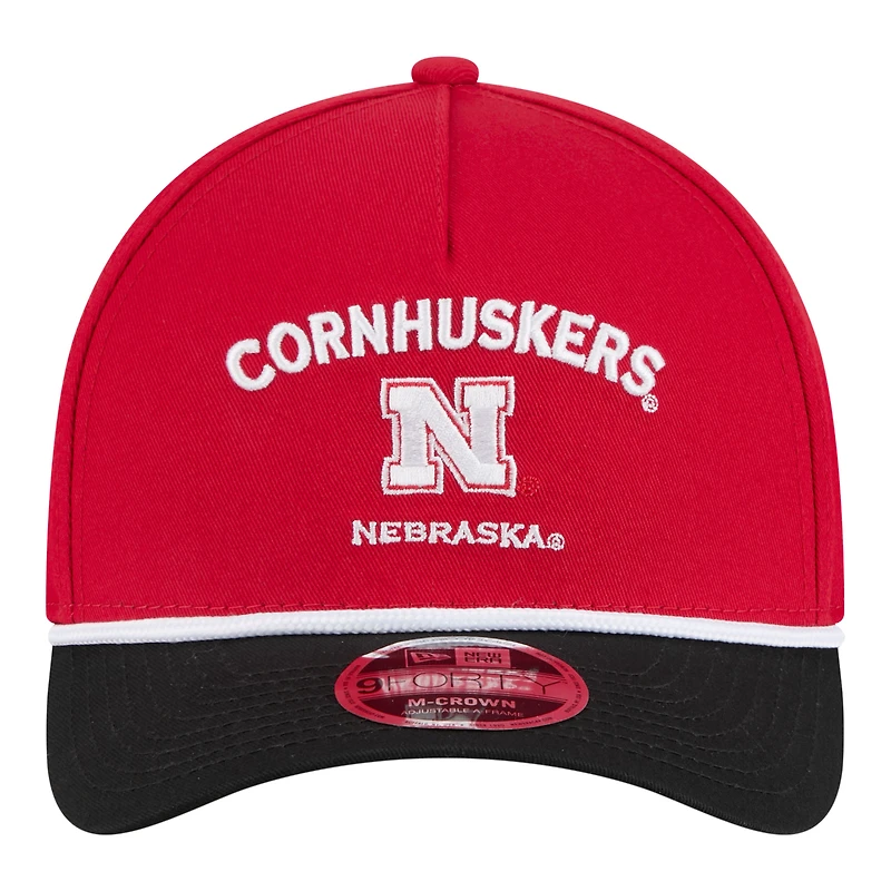 Men's New Era Scarlet/Black Nebraska Huskers Two-Tone Rope 9FORTY M-Crown A-Frame Adjustable Hat