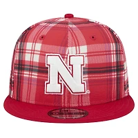 Men's New Era Scarlet Nebraska Huskers Plaid 9FIFTY Snapback Hat