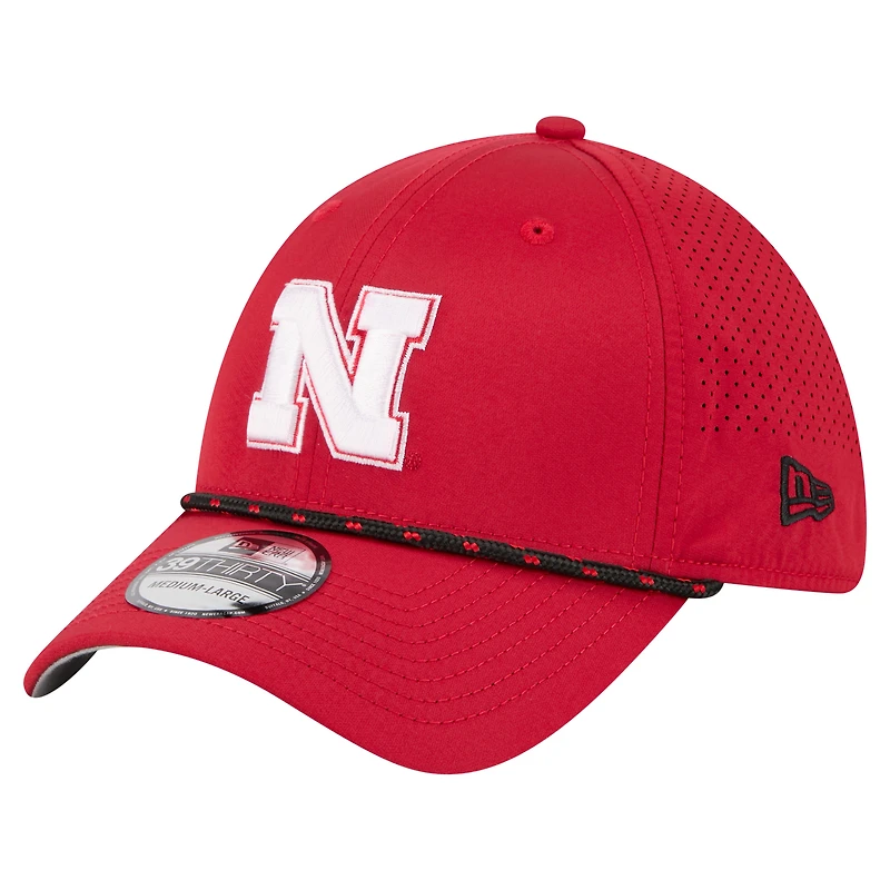 Casquette New Era Scarlet Nebraska Huskers Rope 39THIRTY Flex pour homme