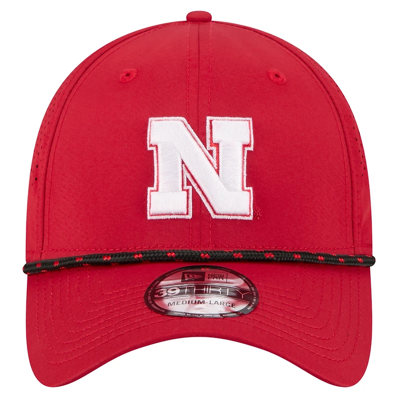 Casquette New Era Scarlet Nebraska Huskers Rope 39THIRTY Flex pour homme