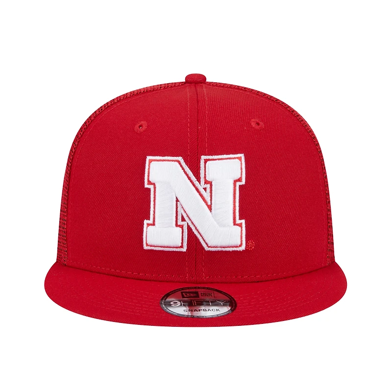 Casquette snapback 9FIFTY de camionneur pour homme New Era Scarlet Nebraska Huskers
