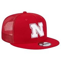 Casquette snapback 9FIFTY de camionneur pour homme New Era Scarlet Nebraska Huskers