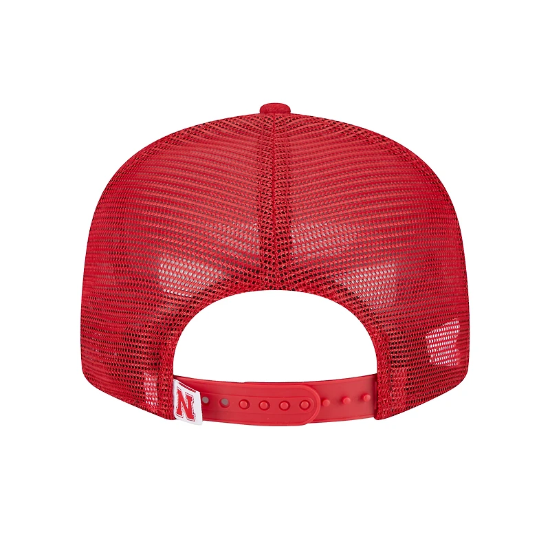 Casquette snapback 9FIFTY de camionneur pour homme New Era Scarlet Nebraska Huskers