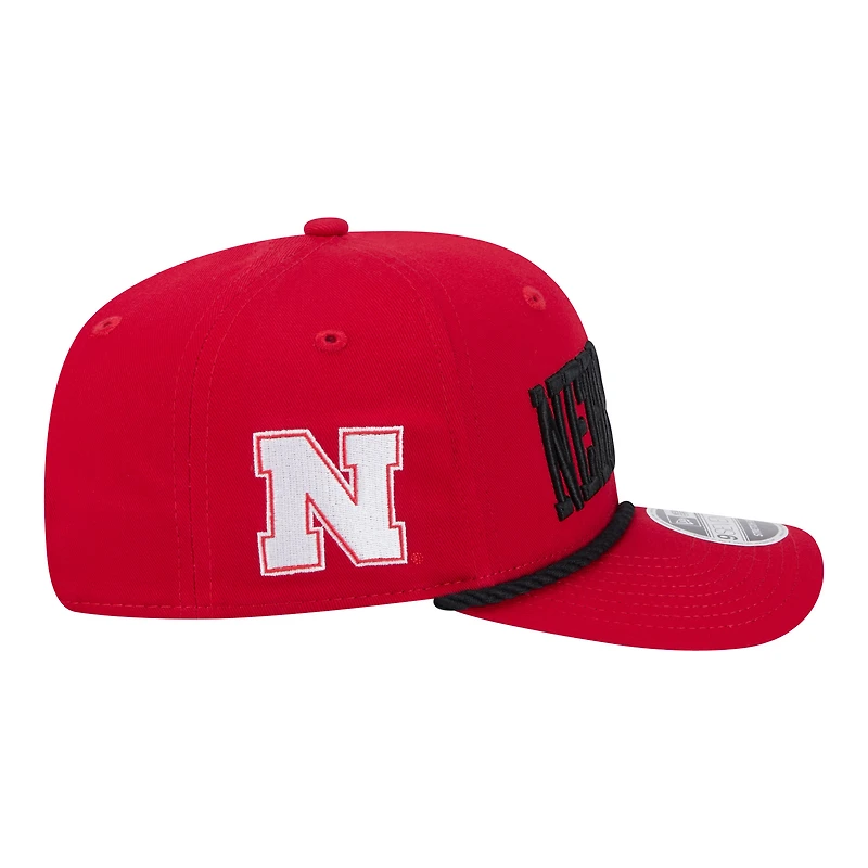 Casquette New Era Scarlet Nebraska Huskers Wordmark Rope 9SEVENTY pour homme