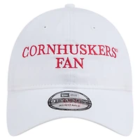 Casquette ajustable 9TWENTY blanche New Era pour homme, motif supporter des Nebraska Huskers