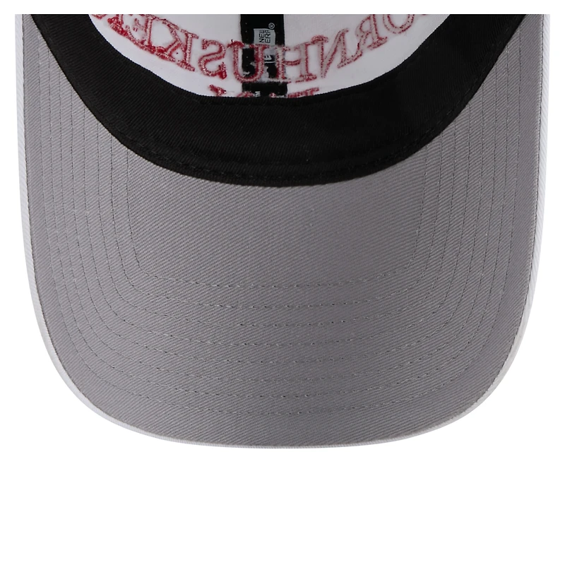 Casquette ajustable 9TWENTY blanche New Era pour homme, motif supporter des Nebraska Huskers