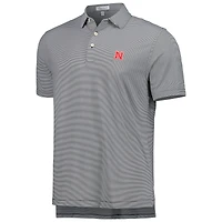 Men's Peter Millar Black Nebraska Huskers Jubilee Striped Performance Jersey Polo