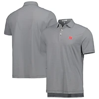 Men's Peter Millar Black Nebraska Huskers Jubilee Striped Performance Jersey Polo