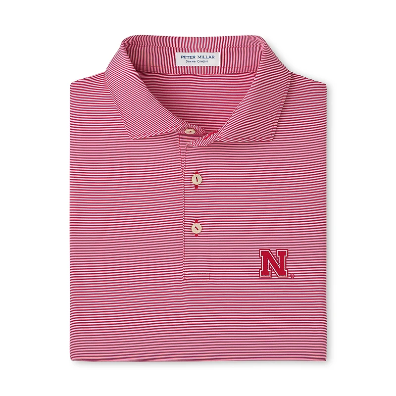 Polo Peter Millar Scarlet Nebraska Huskers Jubilee Stripe pour homme