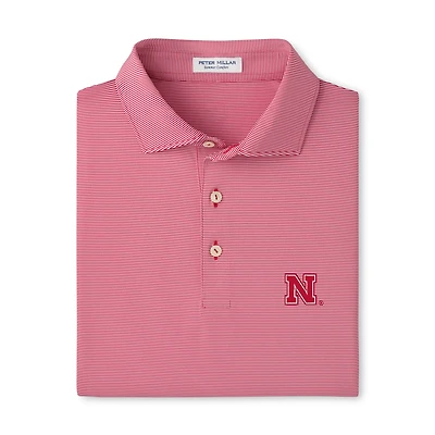 Polo Peter Millar Scarlet Nebraska Huskers Jubilee Stripe pour homme