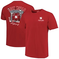 T-shirt rouge Nebraska Huskers pour homme, couleurs confortables, motif « Deck the Halls ».