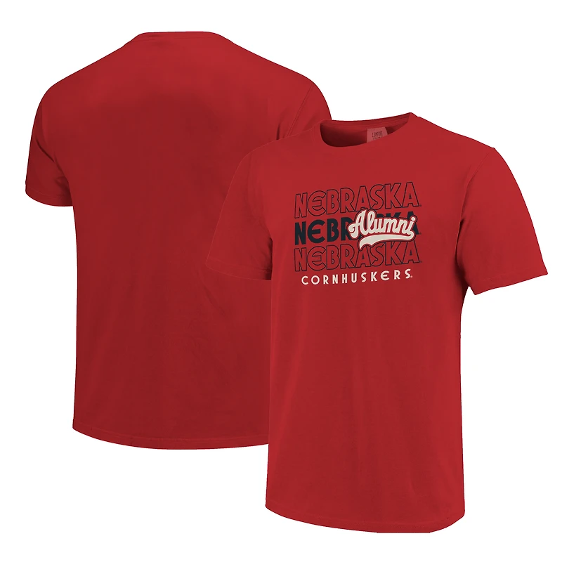 Men's  Scarlet Nebraska Huskers Alumni Script Overlay T-Shirt