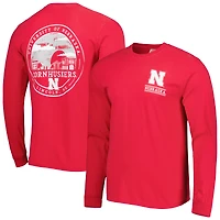 T-shirt à manches longues Scarlet Nebraska Huskers Circle Campus Scene pour homme