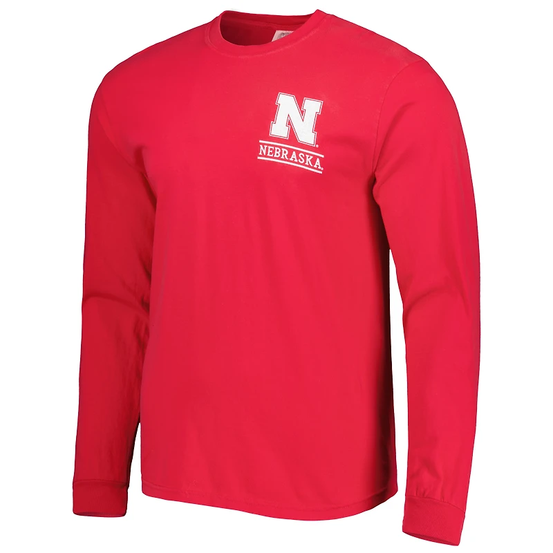 T-shirt à manches longues pour homme Scarlet Nebraska Huskers Circle Campus Scene