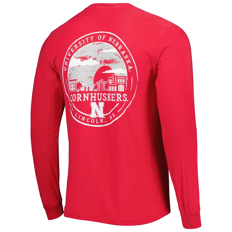 T-shirt à manches longues Scarlet Nebraska Huskers Circle Campus Scene pour homme