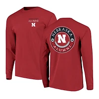 Men's  Scarlet Nebraska Huskers Circle Seal Alumni Long-Sleeve T-Shirt