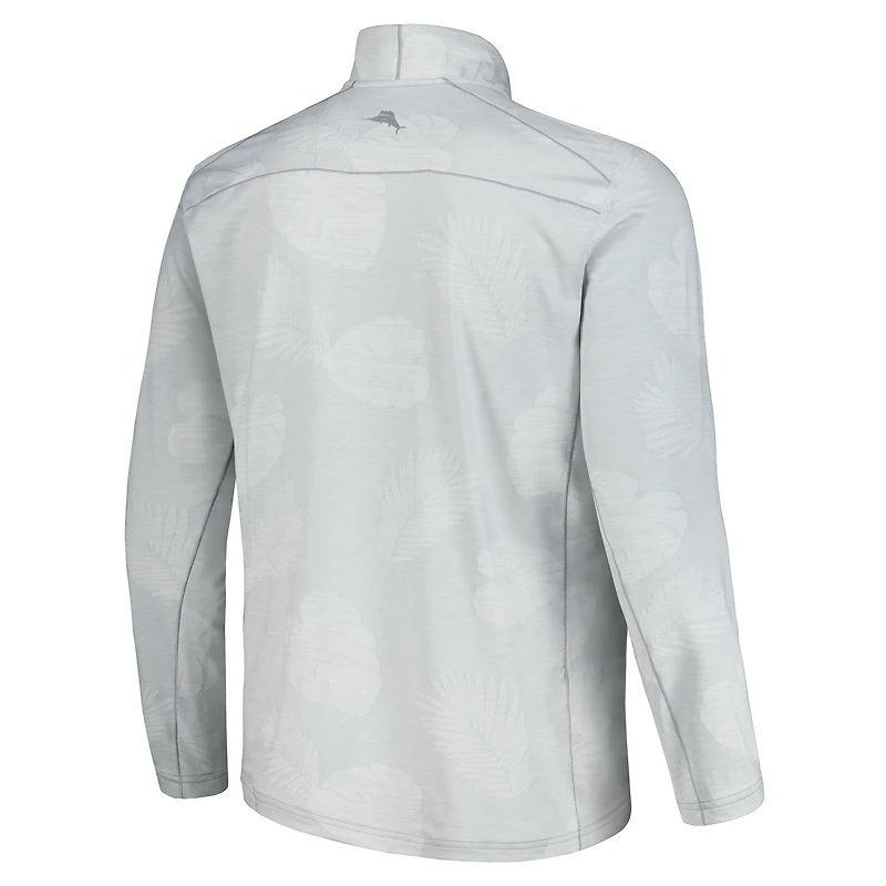 Veste à demi-zip Tommy Bahama pour hommes Nebraska Huskers Delray Frond IslandZone grise