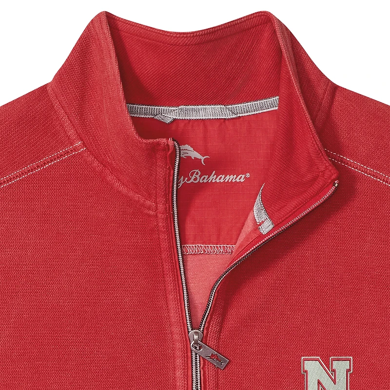 Veste demi-zippée Tommy Bahama Scarlet Nebraska Huskers Montego Bay pour homme