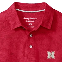 Polo Tommy Bahama Scarlet Nebraska Huskers Palm Fresco Hibiscus IslandZone® pour homme