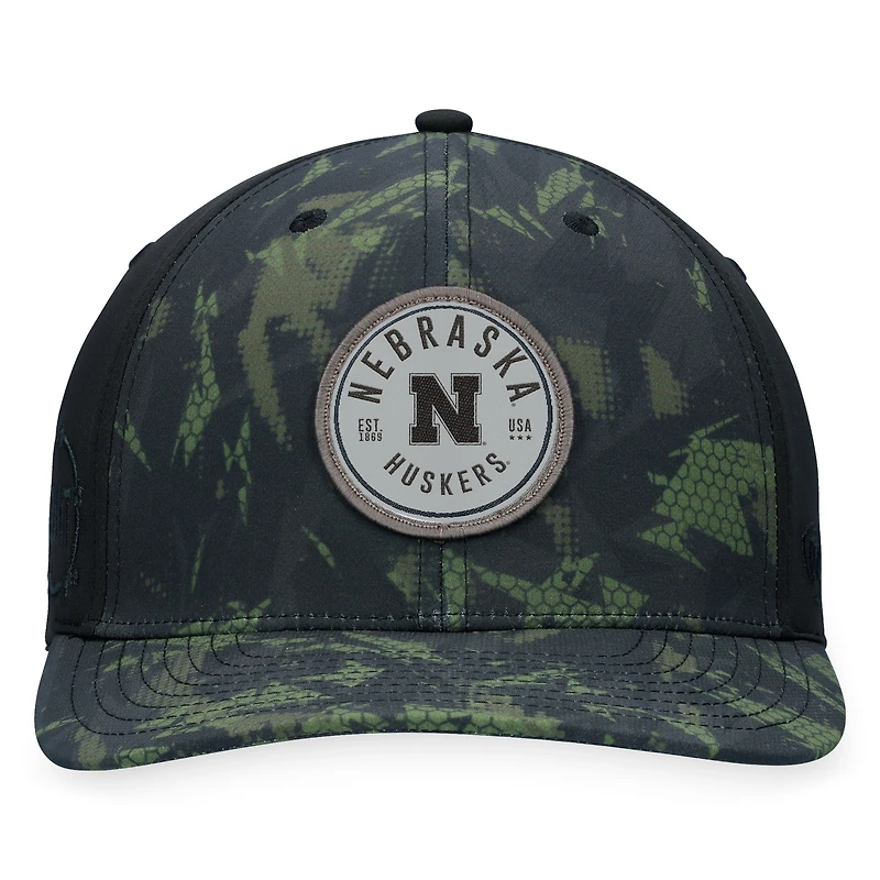 Men's Top of the World Black Nebraska Huskers OHT Military Appreciation Camo Render Flex Hat