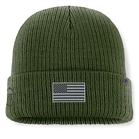 Bonnet tricoté à revers avec badge d'appréciation militaire OHT Nebraska Huskers vert Top of the World pour homme