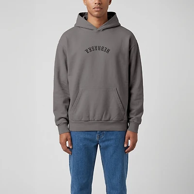 Men's Uscape Apparel Dark Grey Nebraska Huskers Upside Down Embroidered Vintage Heavyweight Hoodie