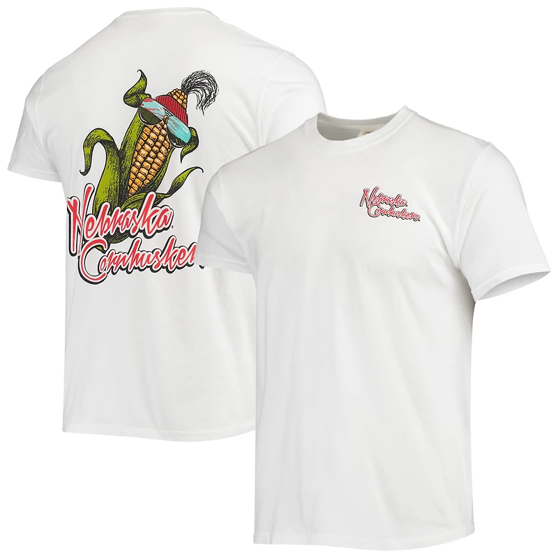 T-shirt bandana blanc pour homme avec la mascotte des Nebraska Huskers