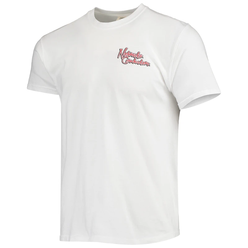T-shirt bandana blanc pour homme avec la mascotte des Nebraska Huskers