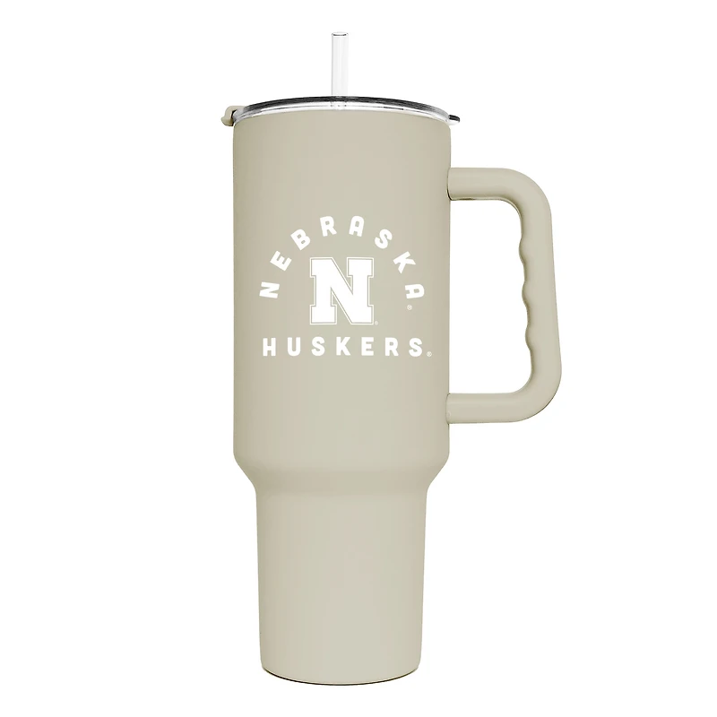 Gobelet isotherme Nebraska Huskers 40 oz, couleur sable, toucher doux