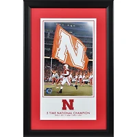 Nebraska Huskers - Affiche encadrée 25 x 45 cm (10 x 18 pouces) commémorant les 5 fois champions nationaux