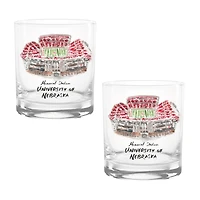 Nebraska Huskers Laura Wilcox Watercolors 14oz Rocks Glass 2-Pack