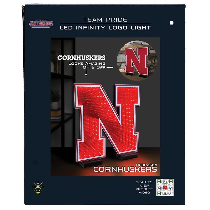 Lumière LED Infinity avec logo des Nebraska Huskers
