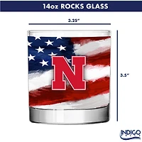 Nebraska Huskers  Two-Pack 14oz. Americana Rocks Glass Set